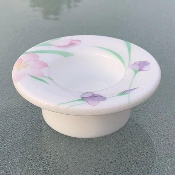 Arcopal Les Fantaisies White Glass Floral Candle Holder Tealight Votive - Picture 4 of 8